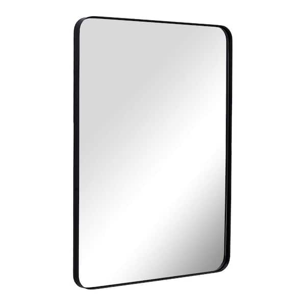 ANDY STAR 30 in. W x 1 in. H Modern Rectangular Black Hanging Bathroom Mirror