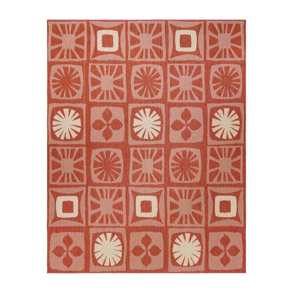KONA COAST BY REYN SPOONER Paseo Oahu Red/Sand 6 ft. x 9 ft. Global Indoor/Outdoor Area Rug