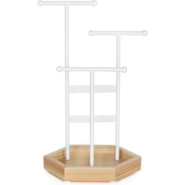 SONGMICS Metal Wood Jewellery Tree Necklaces, White