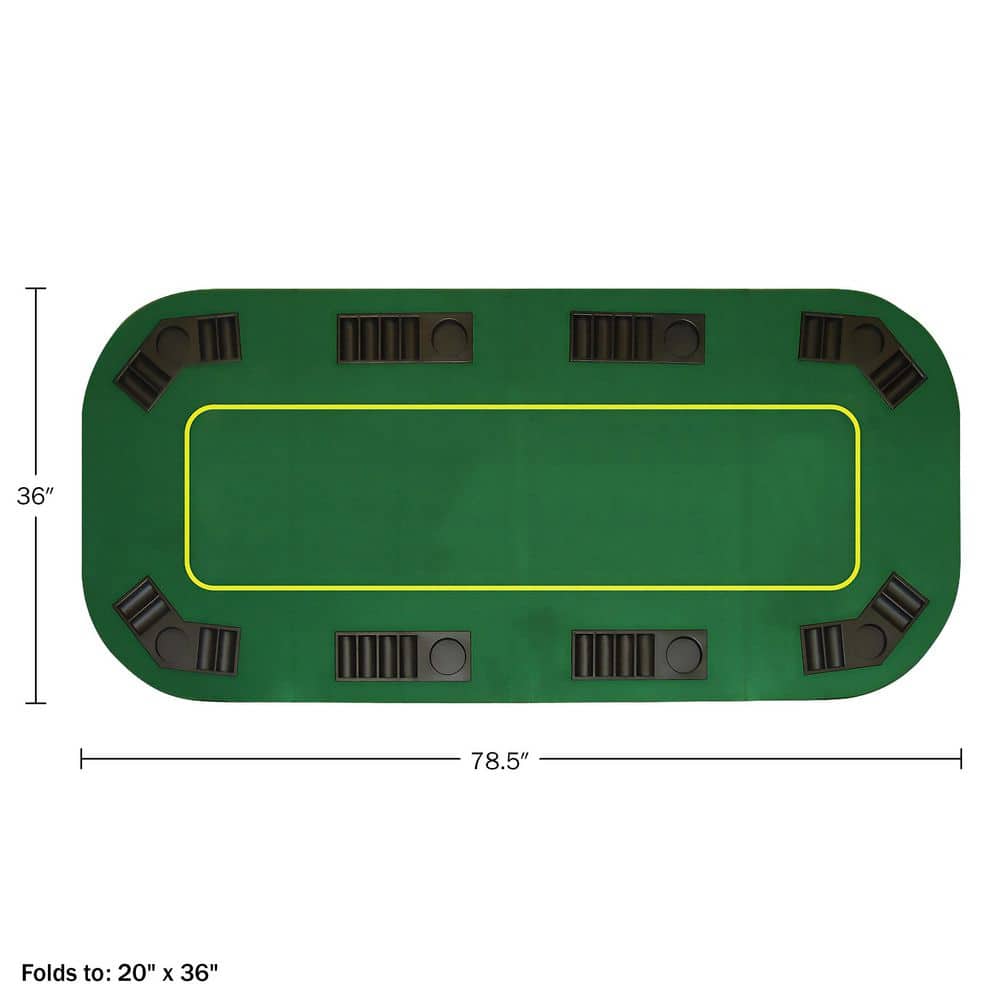 Green 80-Inch Foldable Poker Tabletop with Cup Holders