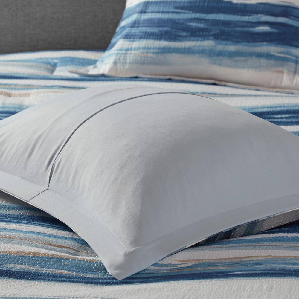 Full Blue Microfiber Reversible Comforter and Coverlet Set