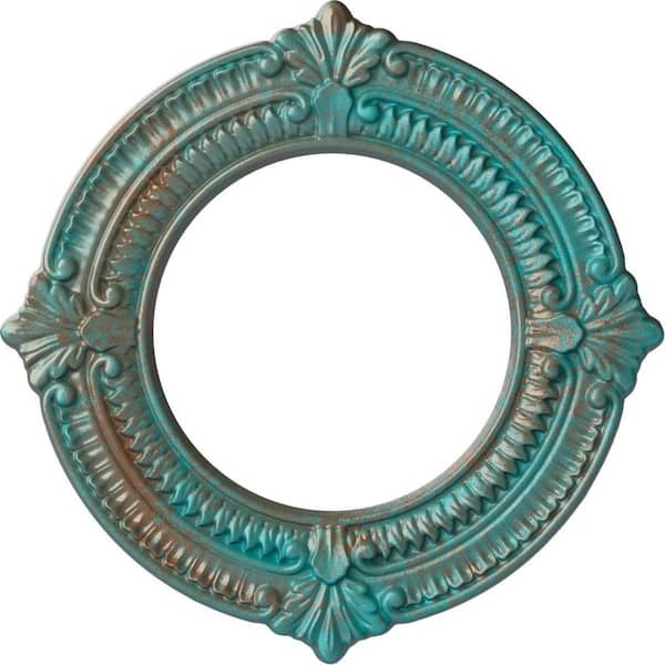 Ekena Millwork 5/8 in. x 11-1/8 in. x 11-1/8 in. Polyurethane Benson Ceiling Medallion, Copper Green Patina