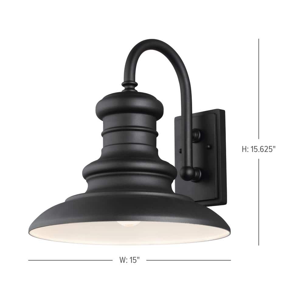 Textured Black Aluminum Outdoor Wall Sconce with Dimmable Light