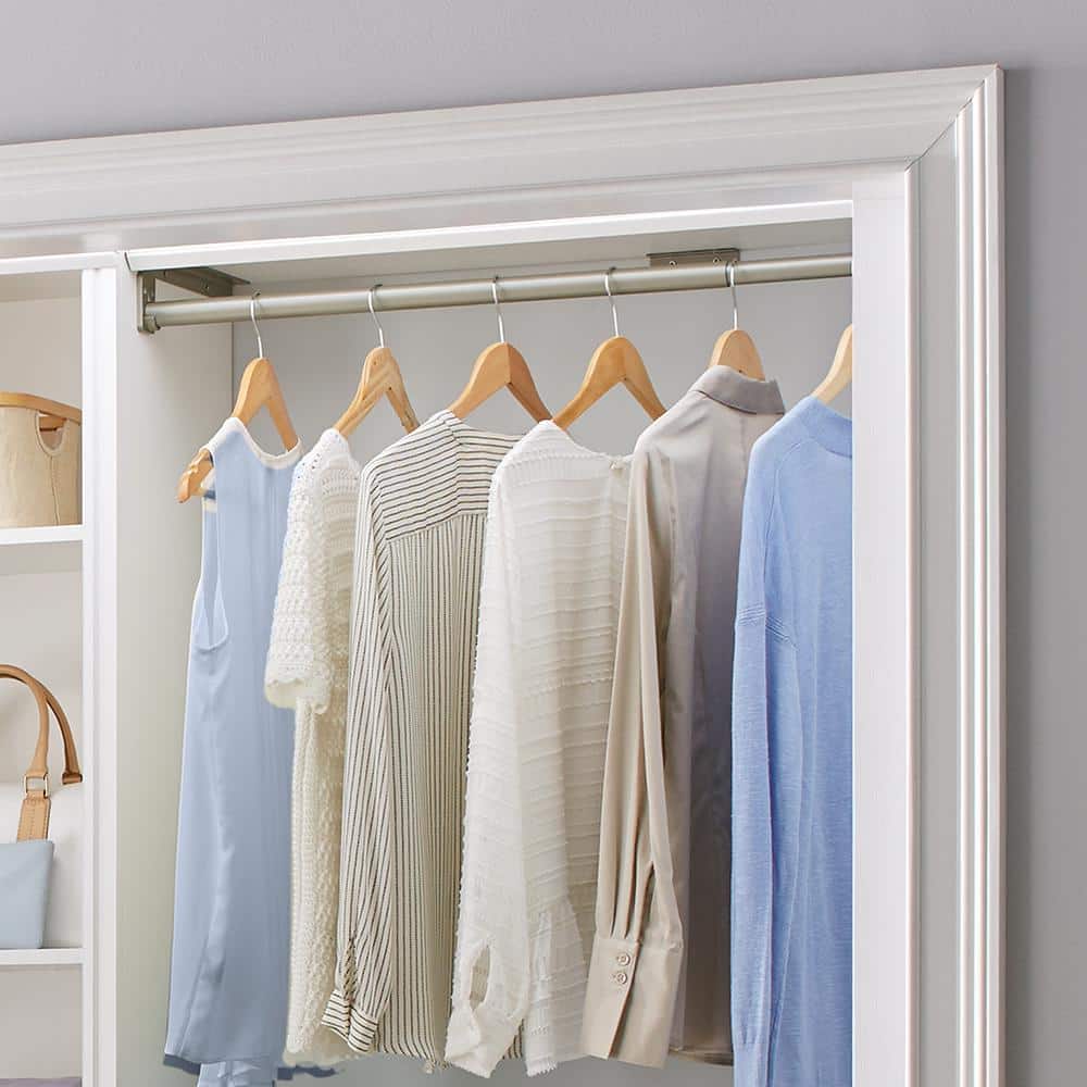 Adjustable Satin Nickel Steel Closet Rod, 30-48 Inches
