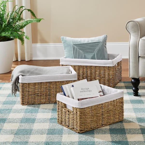 StyleWell Rectangular Seagrass Lined Storage Baskets (Set of 3