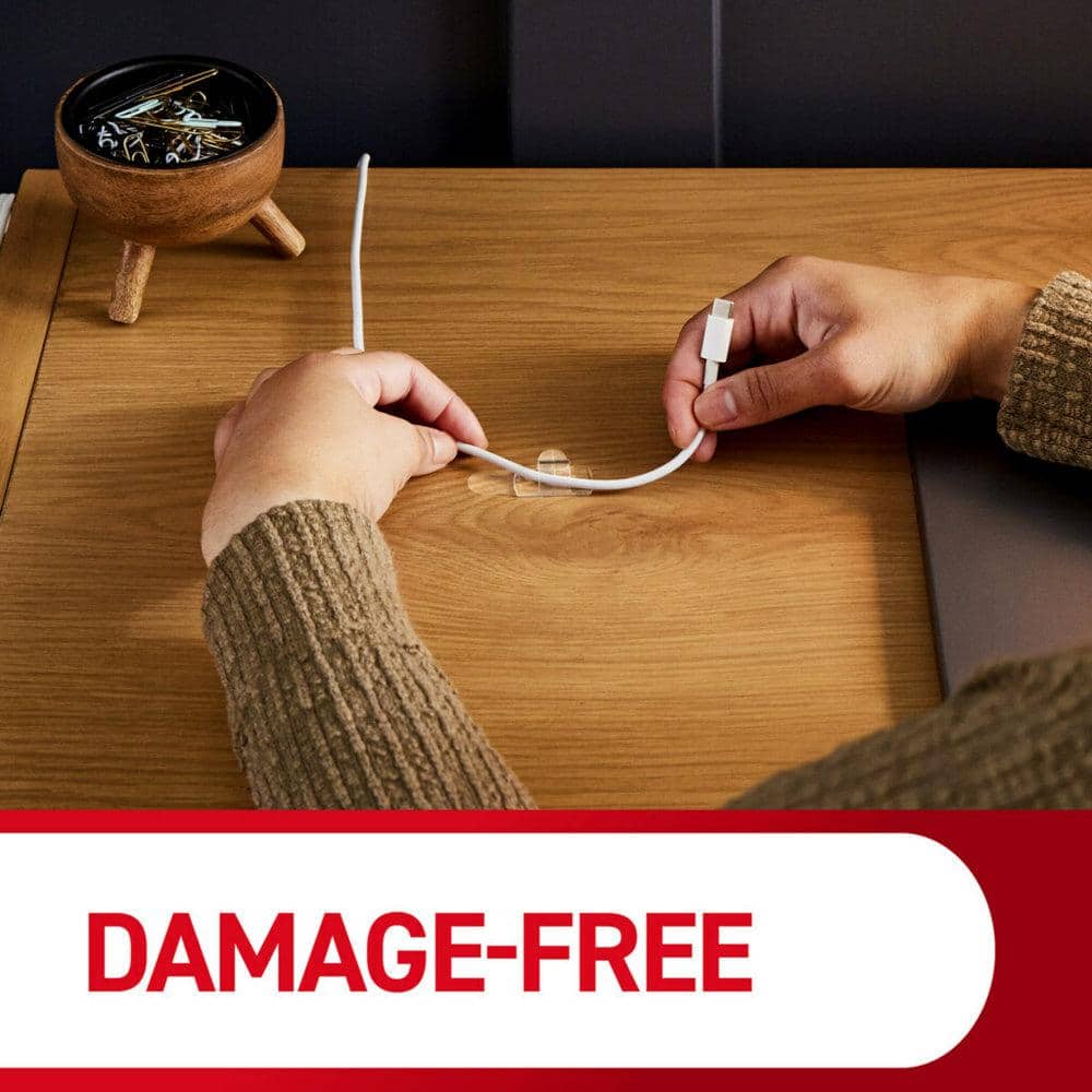 Clear Self-Adhesive Round Cord Clips, 10 Pack