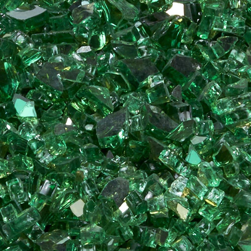 1/4 in. Reflective Emerald Fire Glass - 10 lb, Modern Gas Log Replacement, 