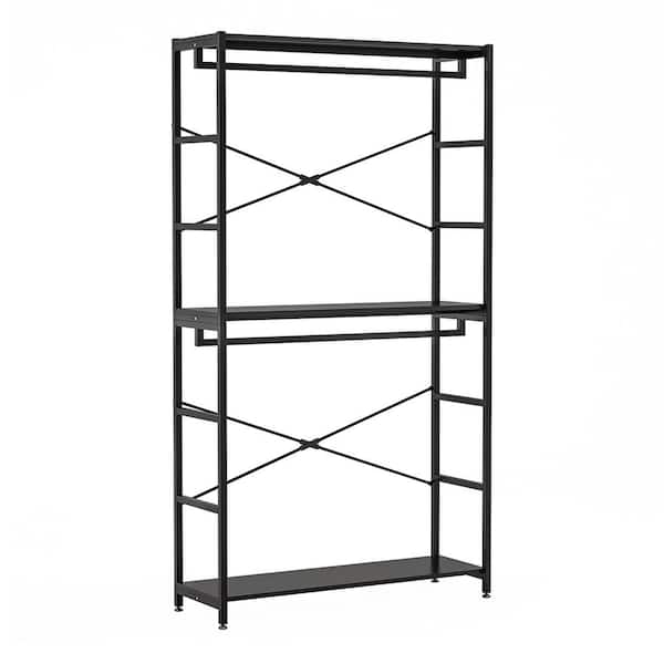 Tribesigns Cynthia Black Freestanding Closet Organizer Garment Rack with  Shelves and Hanging Rods FFHD-F1470 - The Home Depot