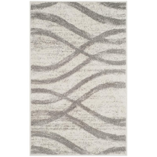 Adirondack Cream/Gray 3 ft. x 5 ft. Waves Area Rug