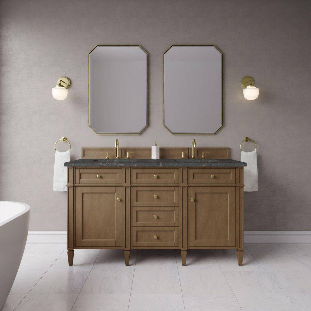 Brittany 60.0 in. Double Bath Vanity in Pecan with Parisien Bleu Wireless Charging Quartz Top price history on PriceWatchPro