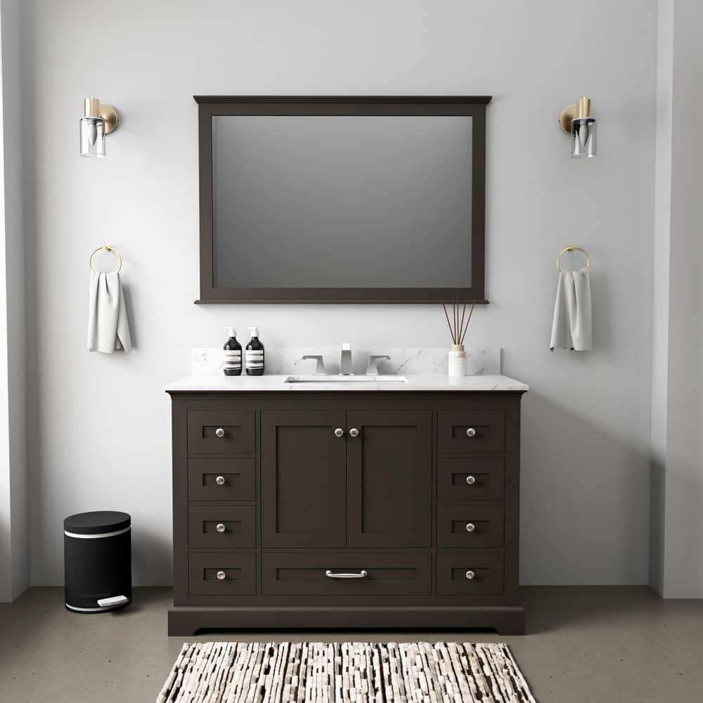 Dukes 48 in. W x 22 in. D Espresso Single Bath Vanity, Carrara Marble Top, and 46 in. Mirror price history on PriceWatchPro