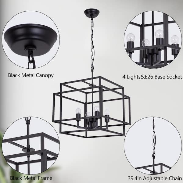 lmk Maxax Hartford 4 -Light Lantern Square Chandelier MX19078-4