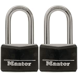 Lock with Key, 1-9/16 in. Wide, 1-1/2 in. Shackle, 2 Pack