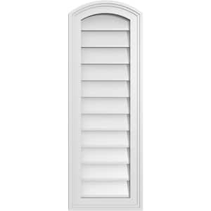 12 in. x 34 in. Arch Top Surface Mount PVC Gable Vent: Functional with Brickmould Frame