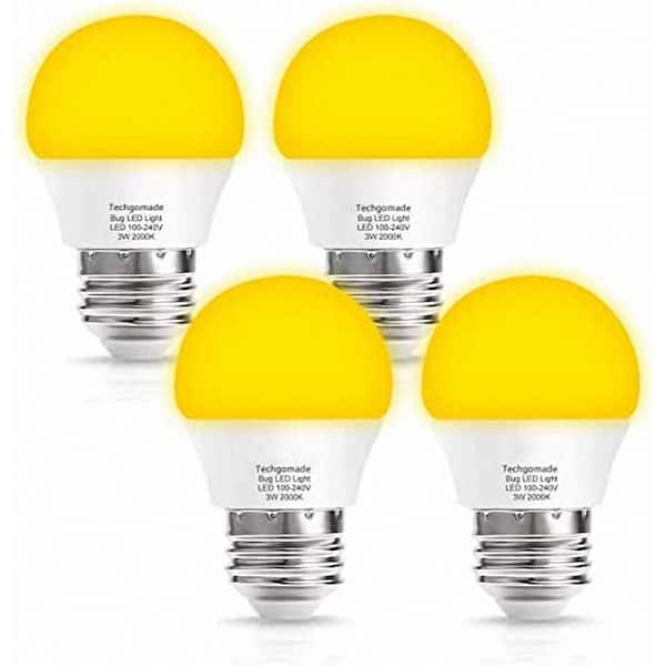 YANSUN 25-Watt Equivalent Yellow-Colored Spiral E26 G45 Non-Dimmable Bug Light Bulb (Case of 4)