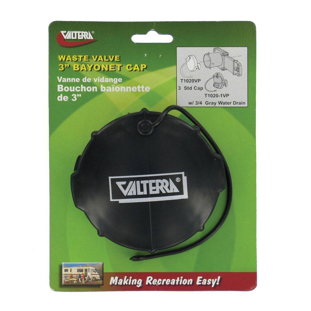 Valterra Waste Valve 3" Bayonet Cap for RV Camper Motorhome Trailer 
