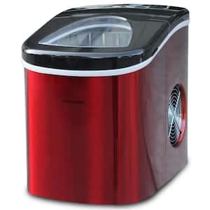 26 lb. Portable Counter Top Ice Maker in Red Stainless