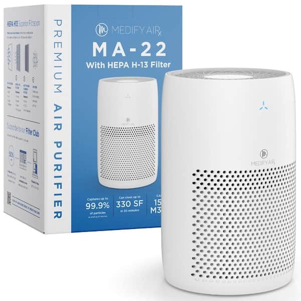 Medify MA-22 Air Purifier with H13 True HEPA Filter : 330 sq ft Coverage : 99.9% Removal to 0.1 Microns : White, 1-Pack