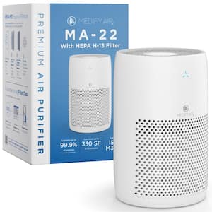 Medify MA-22 Air Purifier with H13 True HEPA Filter : 330 sq ft Coverage : 99.9% Removal to 0.1 Microns : White, 1-Pack