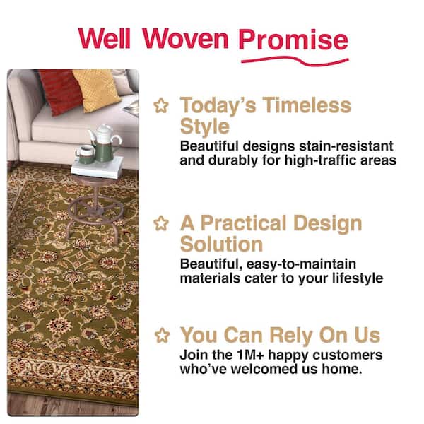 Barclay Sarouk Green 4 ft. x 5 ft. Traditional Floral Area Rug