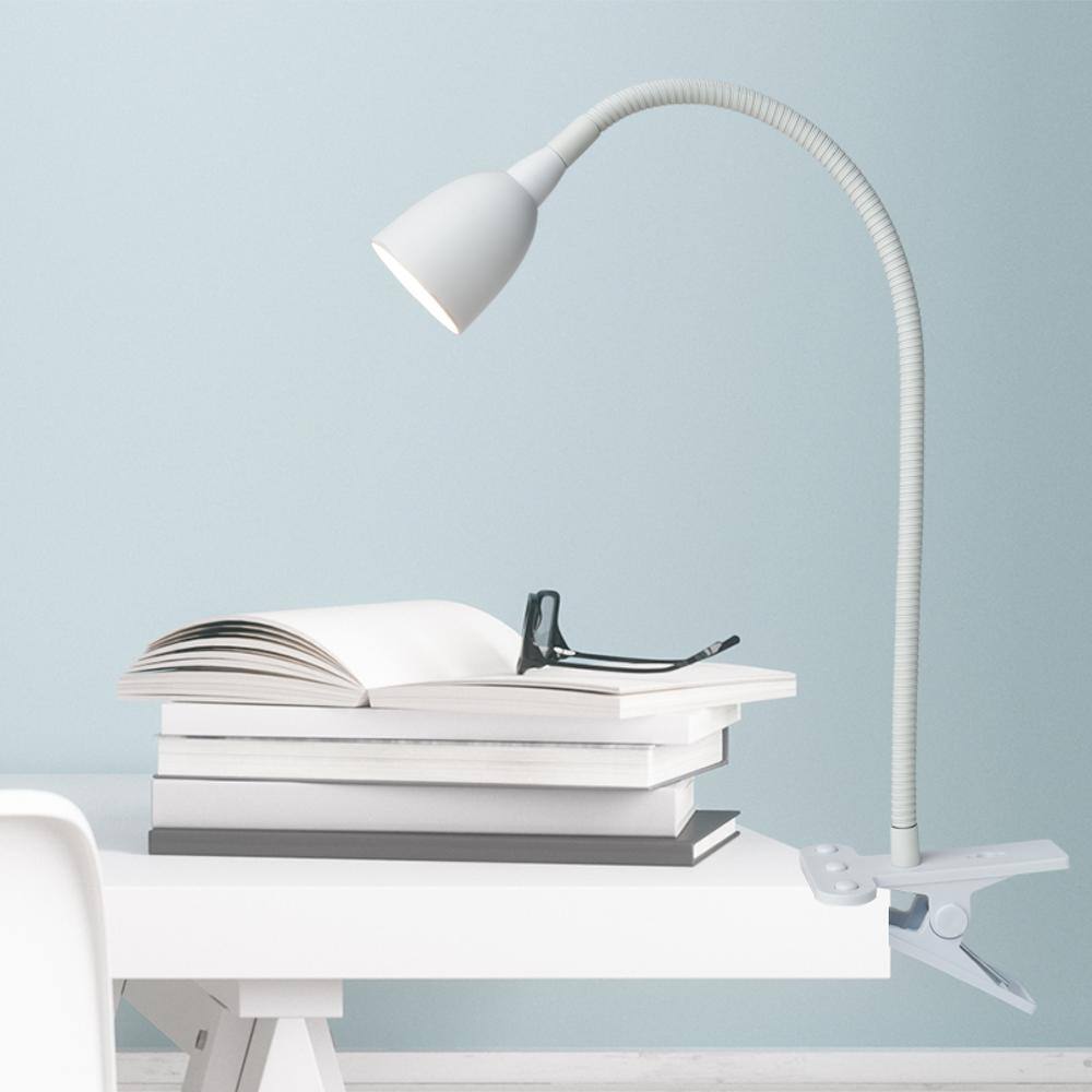 White Adjustable Clip-on Arc LED Desk Lamp