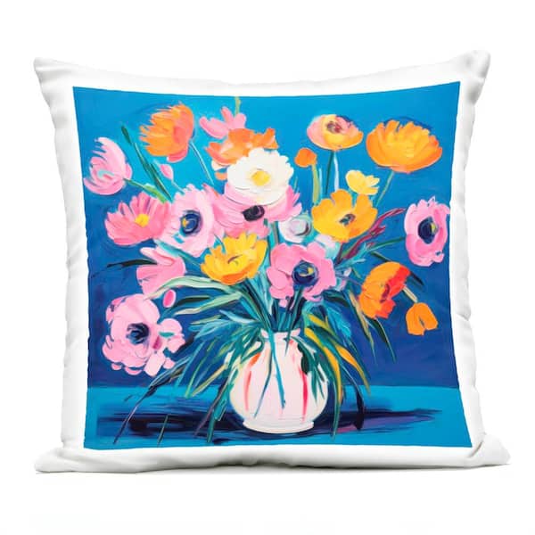 Stupell Industries Bright Poppies Bouquet Multi-Color Square Outdoor Throw Pillow