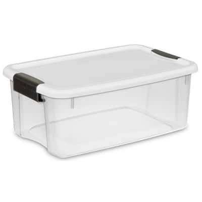 Citylife 1.3 QT 10 Pack Small Storage Bins Plastic Storage Container  Stackable Box with Lids for Organizing, Clear White