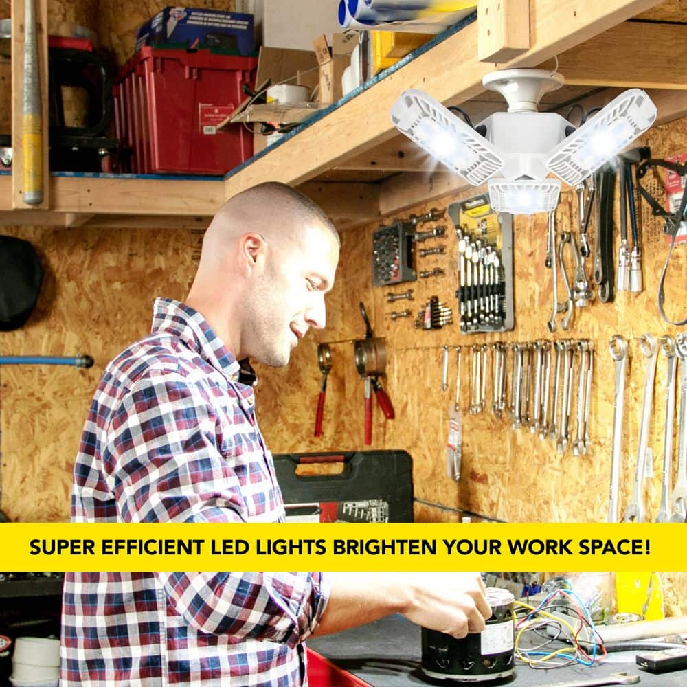 White Aluminum Multi-Directional LED Garage Shop Light
