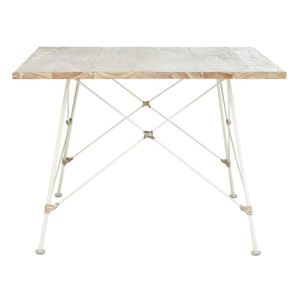 Transitional Beige Wood and Metal Coffee Table, 47" Rectangular