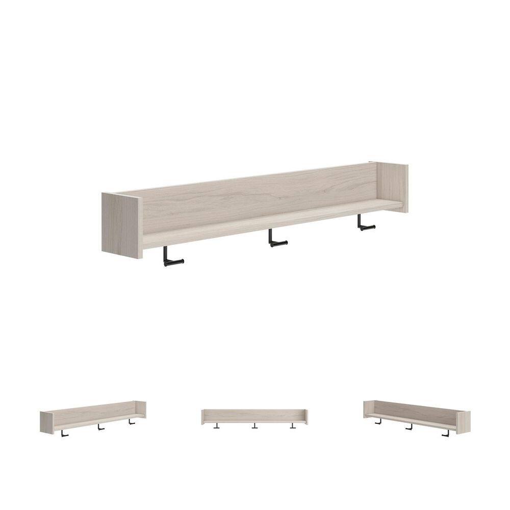 Socalle Brown Wall-Mounted Coat Rack with Shelf - thumbnail 8