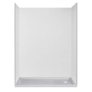Jetcoat 32 in. x 60 in. x 78 in. Shower Kit in White Subway with Right Drain Base in White (5-Piece)
