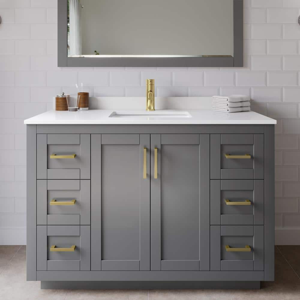 Miranda 48 in. W Single Bath Vanity in Dark Gray with Cultured Marble Vanity Top in White with White Basin and Mirror price history on PriceWatchPro