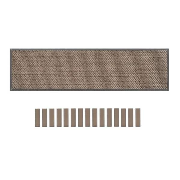 Unbranded Light Gray 8 in. x 30 in. Rubber Stair Tread Cover (Set of 15)