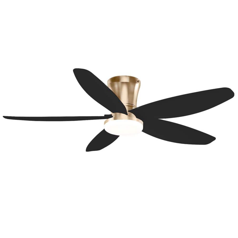 48 in Modern Gold Remote Control Flush Mount Indoor Propeller Ceiling Fan with 3-Color Dimmable LED Light price history on PriceWatchPro