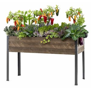 21 in. x 47 in. x 30 in. H Elevated Brown Spruce Wood Planter