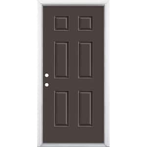 36 in. x 80 in. 6-Panel Willow Wood Right-Hand Inswing Painted Smooth Fiberglass Prehung Front Door with Brickmold