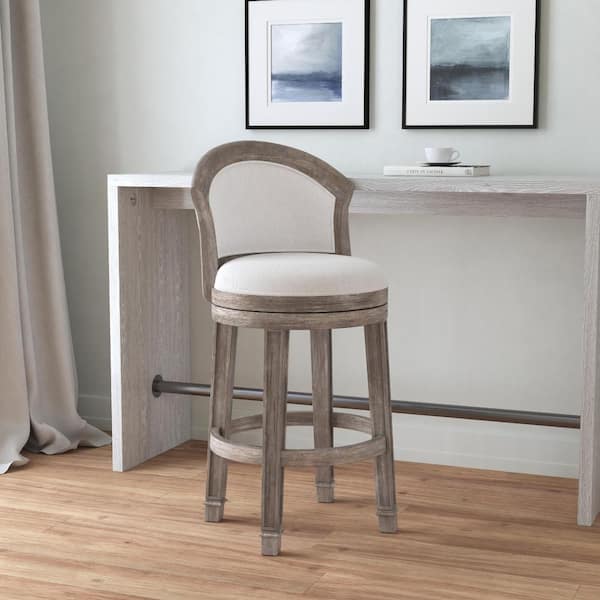 Monae 30 in. Distressed Dark Gray Swivel Bar Stool