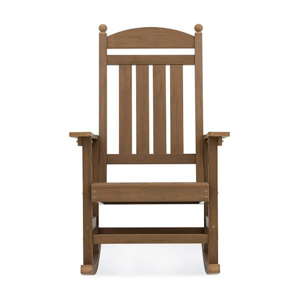 LUE BONA Oscar Brown HDPS Recycled Plastic Weather-Resistant Adirondack Porch Rocker Patio Outdoor Rocking Chair