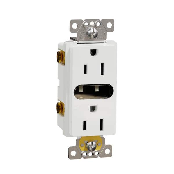 X Series 15 Amp 125-Volt Tamper Resistant Indoor Lighted Duplex Outlet Back Wire Decorator Receptacle Matte White