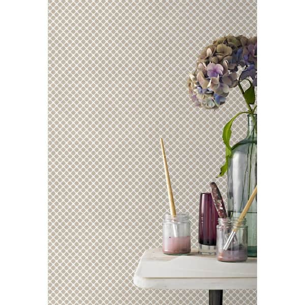Symmetry Trellis Taupe Removable Wallpaper