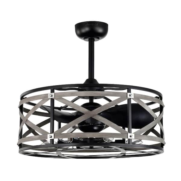 Warehouse of Tiffany Adele 25.6 in. 6-Light Indoor Matte Black Finish Ceiling Fan with Light Kit