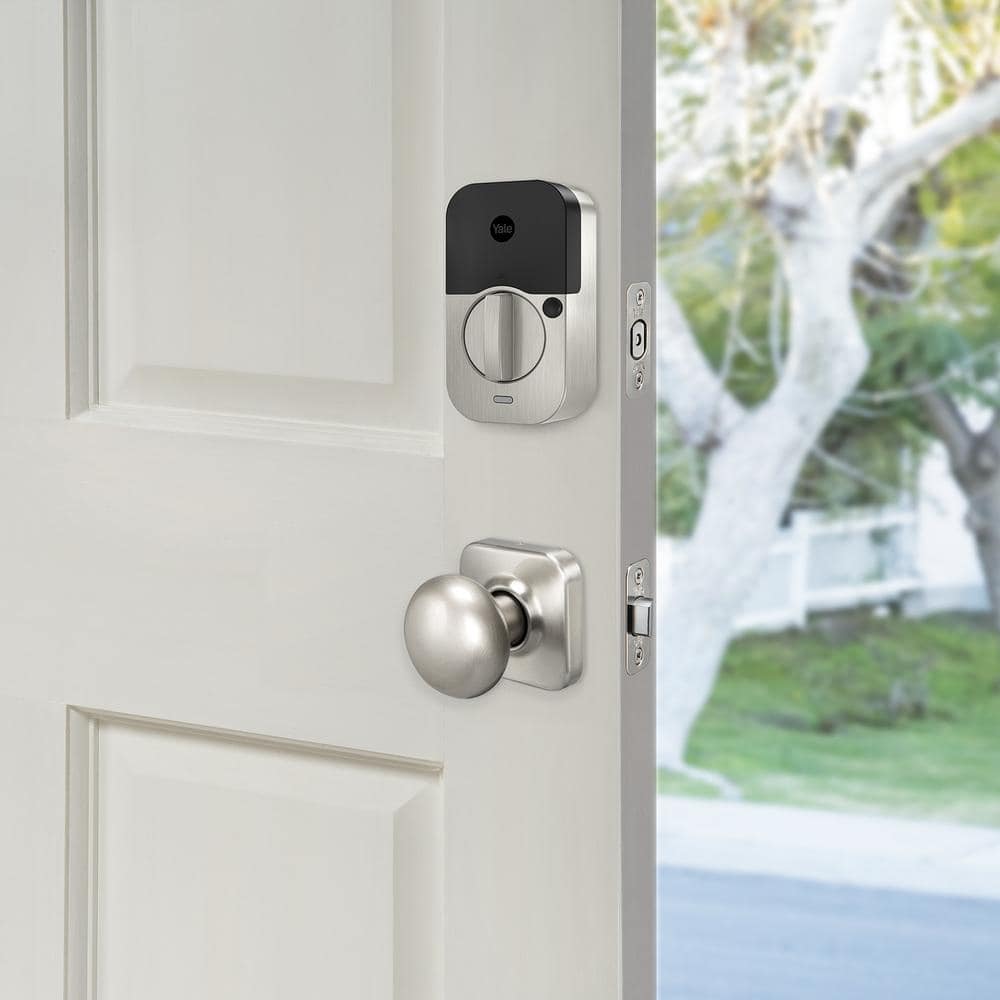 Satin Nickel Smart Keyless Entry Deadbolt with Wi-Fi and Bluetooth