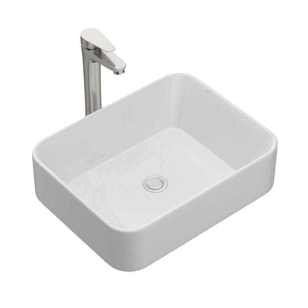 Logmey 19 in. x15 in. Rectangular Vessel Bathroom Sink in White