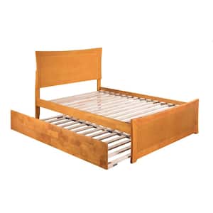 Metro Caramel Full Platform Bed with Matching Foot Board with Twin Size Urban Trundle Bed