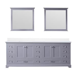 Dukes 84 in. W x 22 in. D Dark Grey Double Bath Vanity, Cultured Marble Top, and 34 in. Mirrors