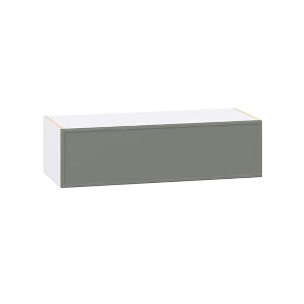 Fairview Moss Green Slim Shaker Assembled Wall Bridge Cab with Lift Up (36 in. W x 10 in. H x 14 in. D)