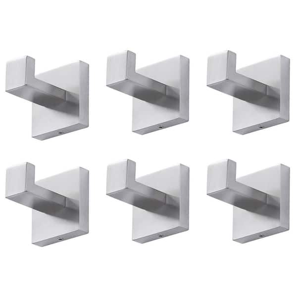 Stainless Steel Wall-Mounted J-Hook Bathroom Robe/Towel Hook in Brushed Nickel (6-Pack)