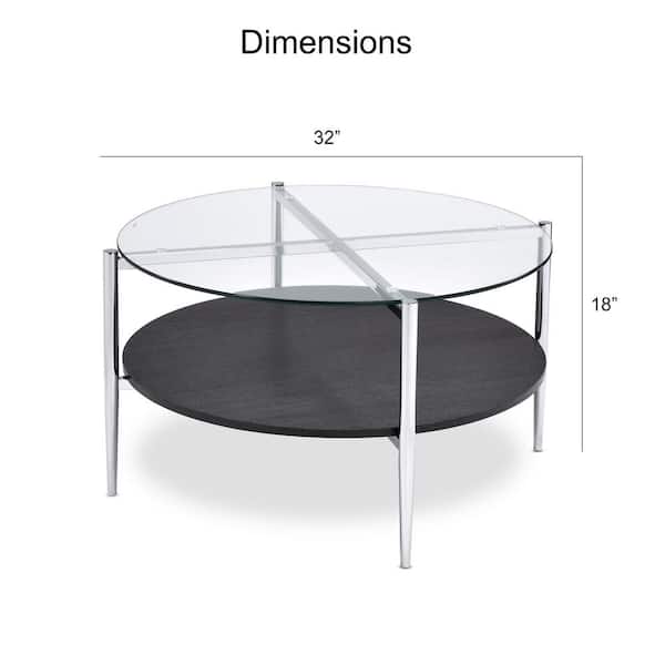 Steve Silver Bayliss 32 In Glass, Round Glass Chrome Coffee Table