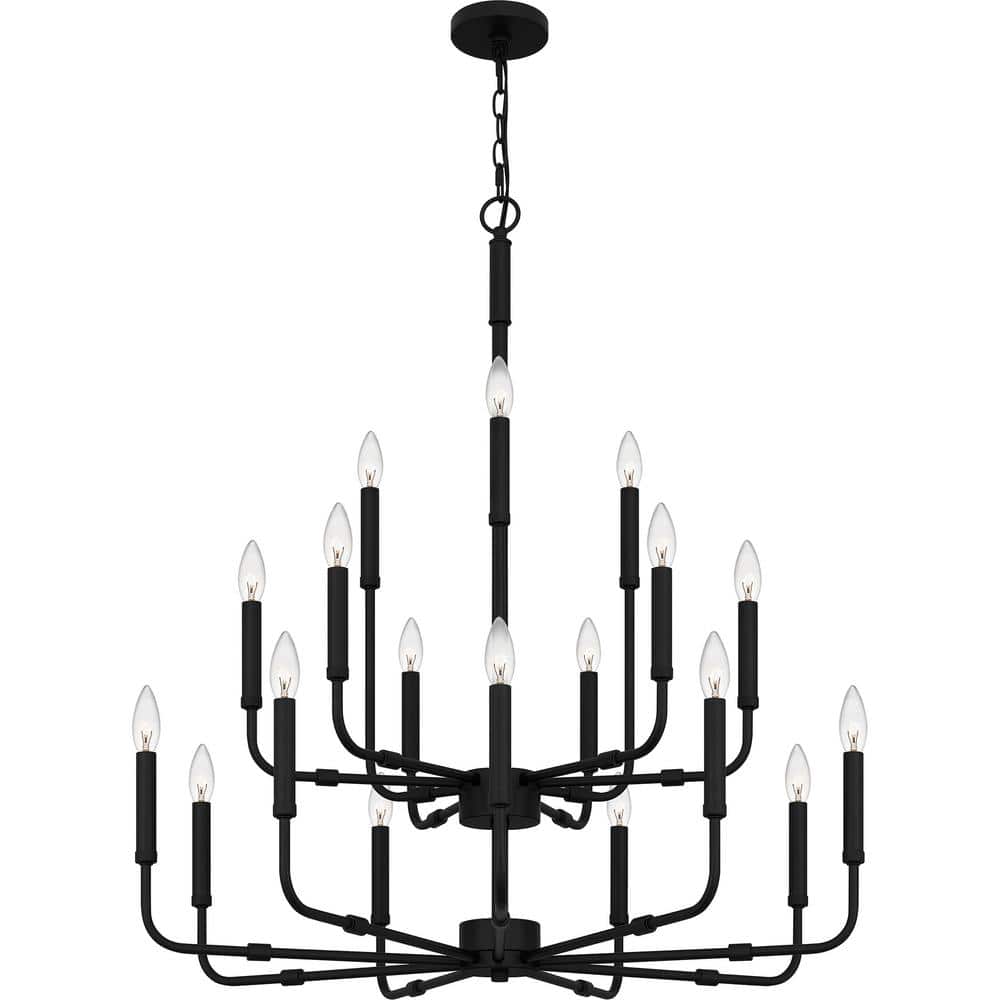 Abner Matte Black 18-Light Industrial Chandelier