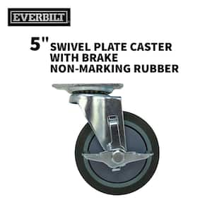 5 in. Gray Rubber Like TPR and Steel Swivel Plate Caster with Locking Brake and 350 lb. Load Rating